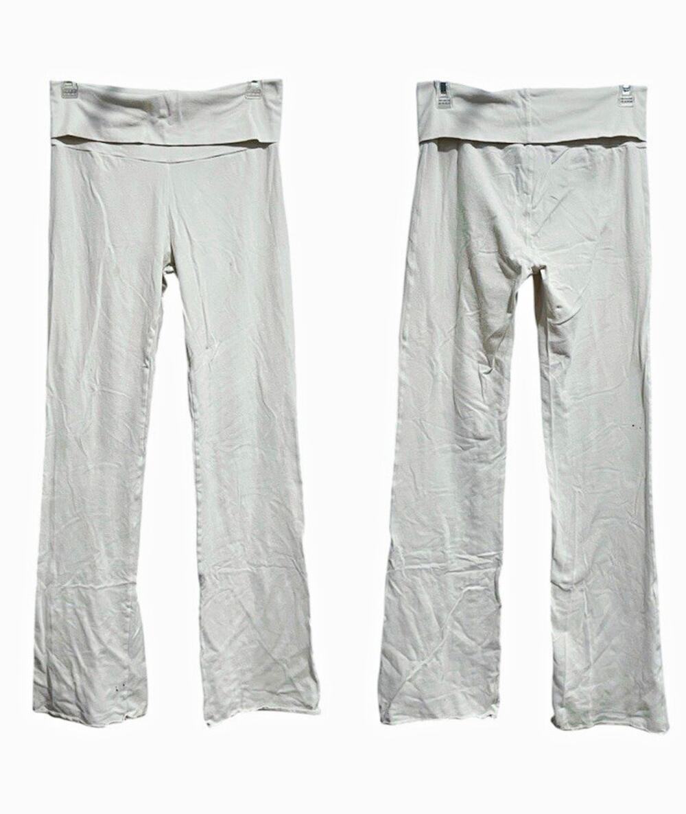 Skims Women’s Bootcut Foldover Pants Leggings Size M White Cotton Jersey FLAWED